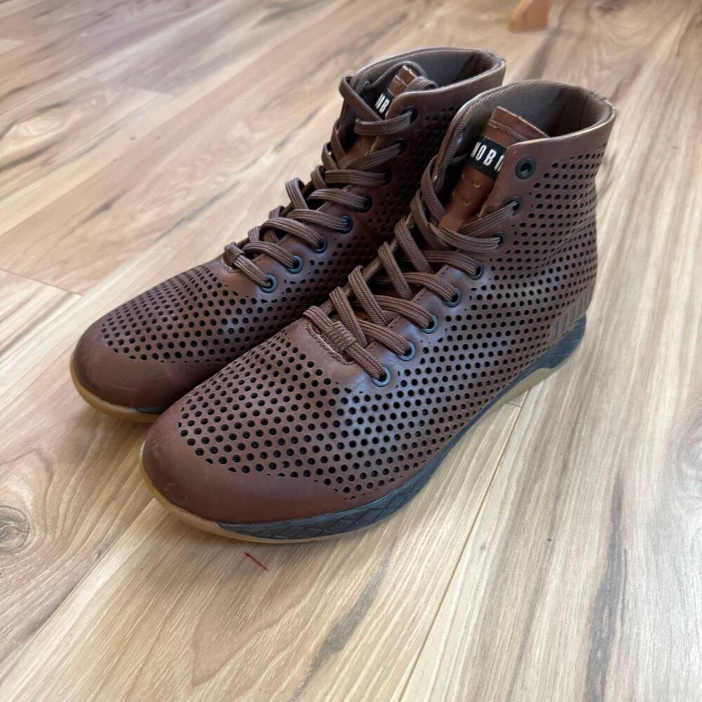 NOBULL Men’s Brown Perforated High-Top Coffee Leather Trainer Sneakers Shoes Siz - Picture 3 of 8